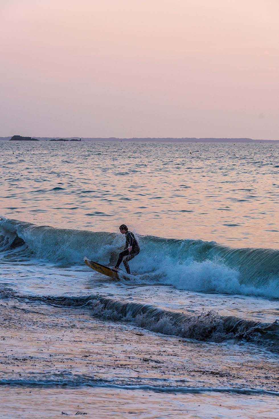 Surf Session at dusk, 2024, Saint Malo